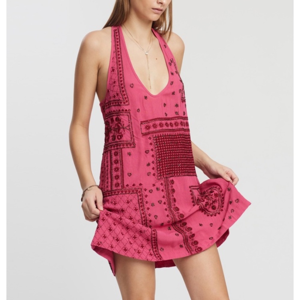 Free People Country Nights embellished pink dress